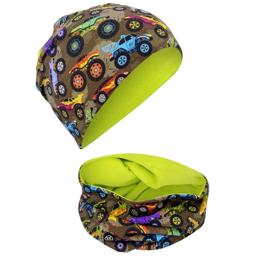 Heckbo | Kinder Beanie Mütze & Loop Set - Monster Truck