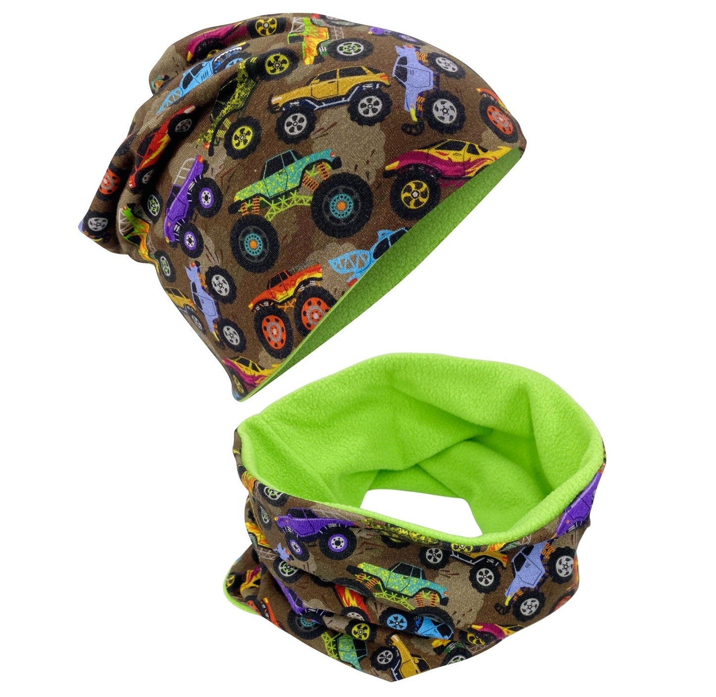 Heckbo | Kinder Beanie Mütze & Loop Set - Monster Truck