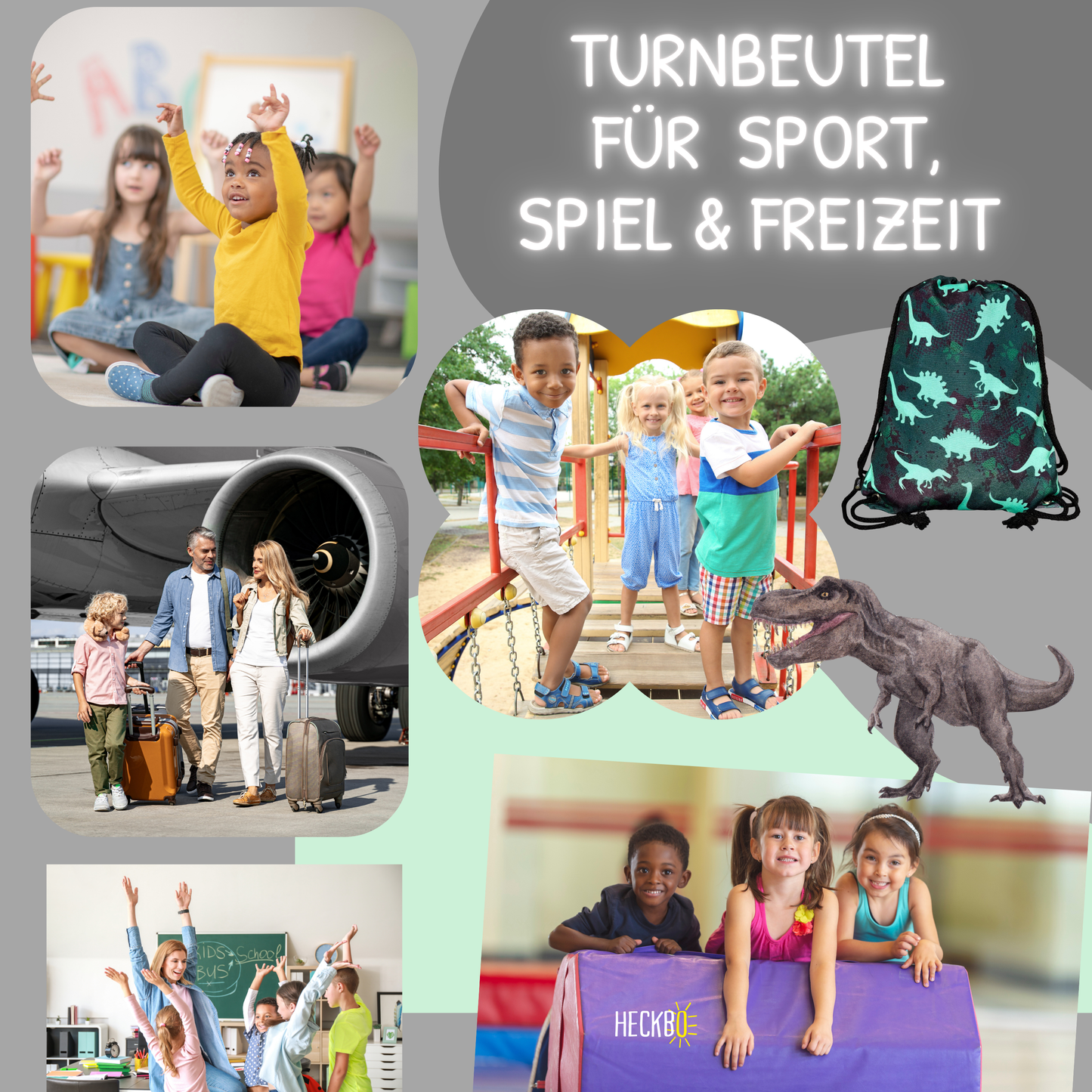 Heckbo | Kinder Turnbeutel - Dinosaurier