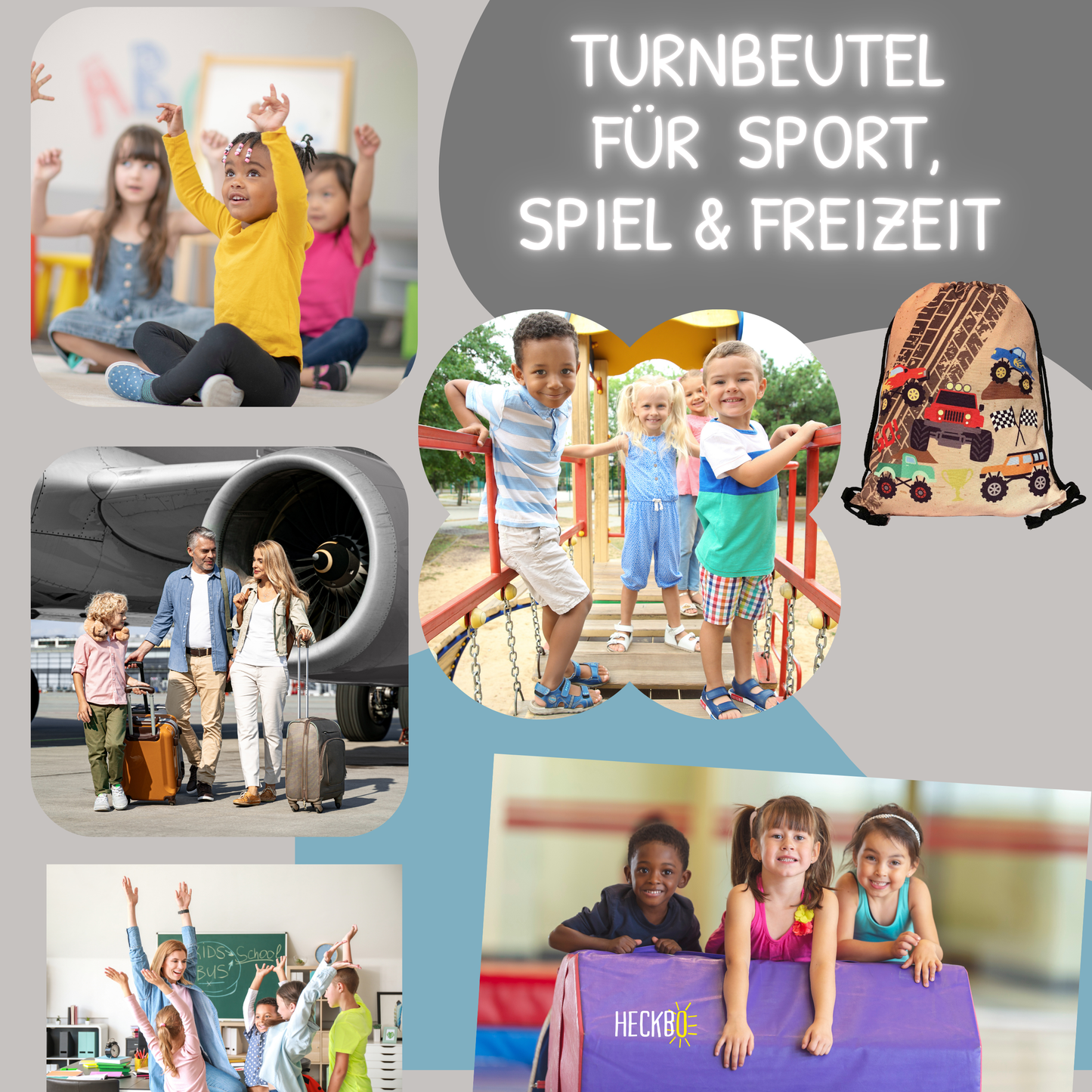 Heckbo | Kinder Turnbeutel - Monster Truck