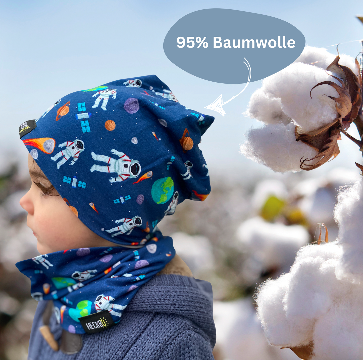 Heckbo | Kinder Beanie & Loop Set - Astronaut