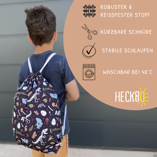 Heckbo | Kinder Turnbeutel - Dino Skelett