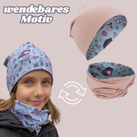 Heckbo | Kinder Beanie Mütze & Loop - Meerjungfrau