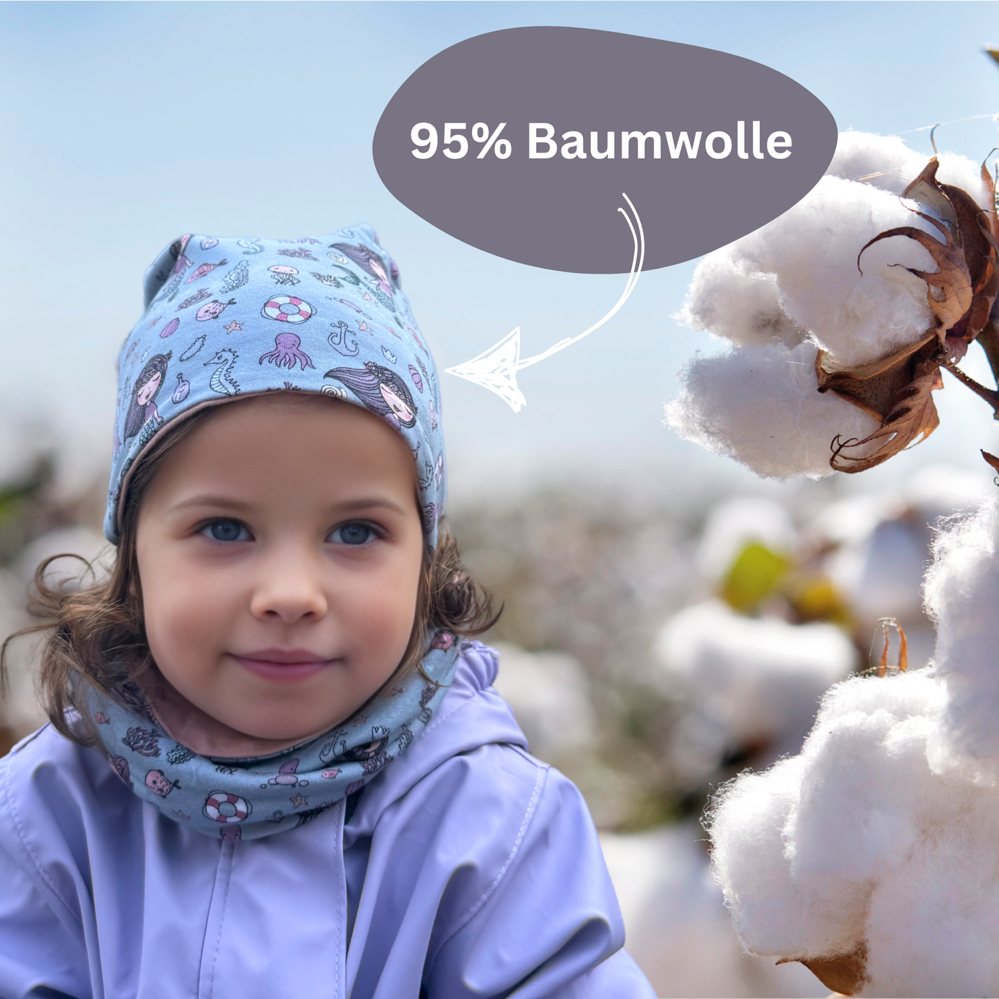 Heckbo | Kinder Beanie Mütze & Loop - Meerjungfrau