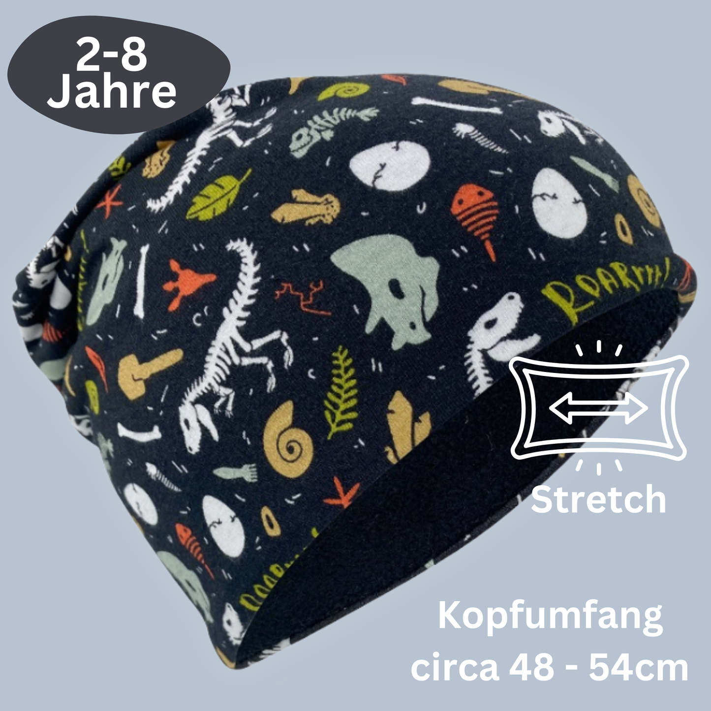Heckbo | Kinder Beanie Mütze & Loop Set - Dino Knochen