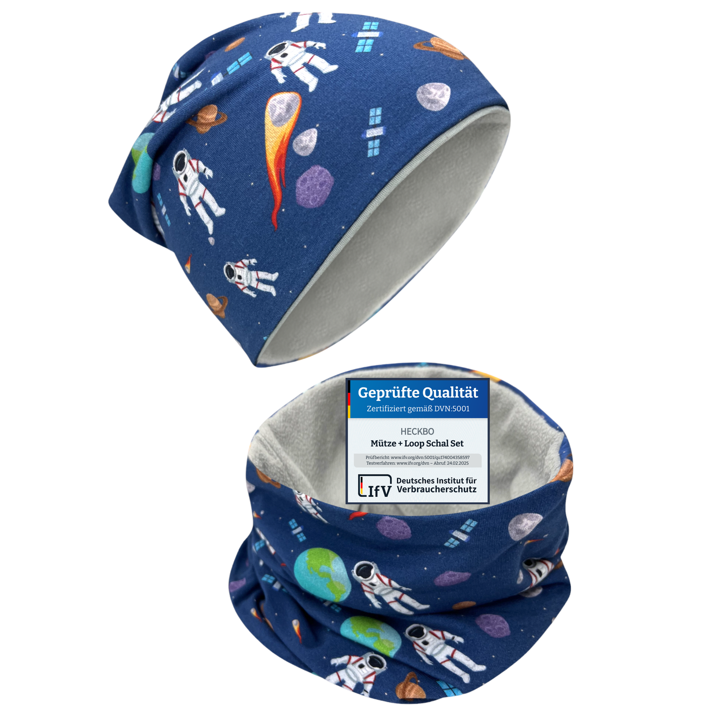 Heckbo | Kinder Beanie & Loop Set - Astronaut