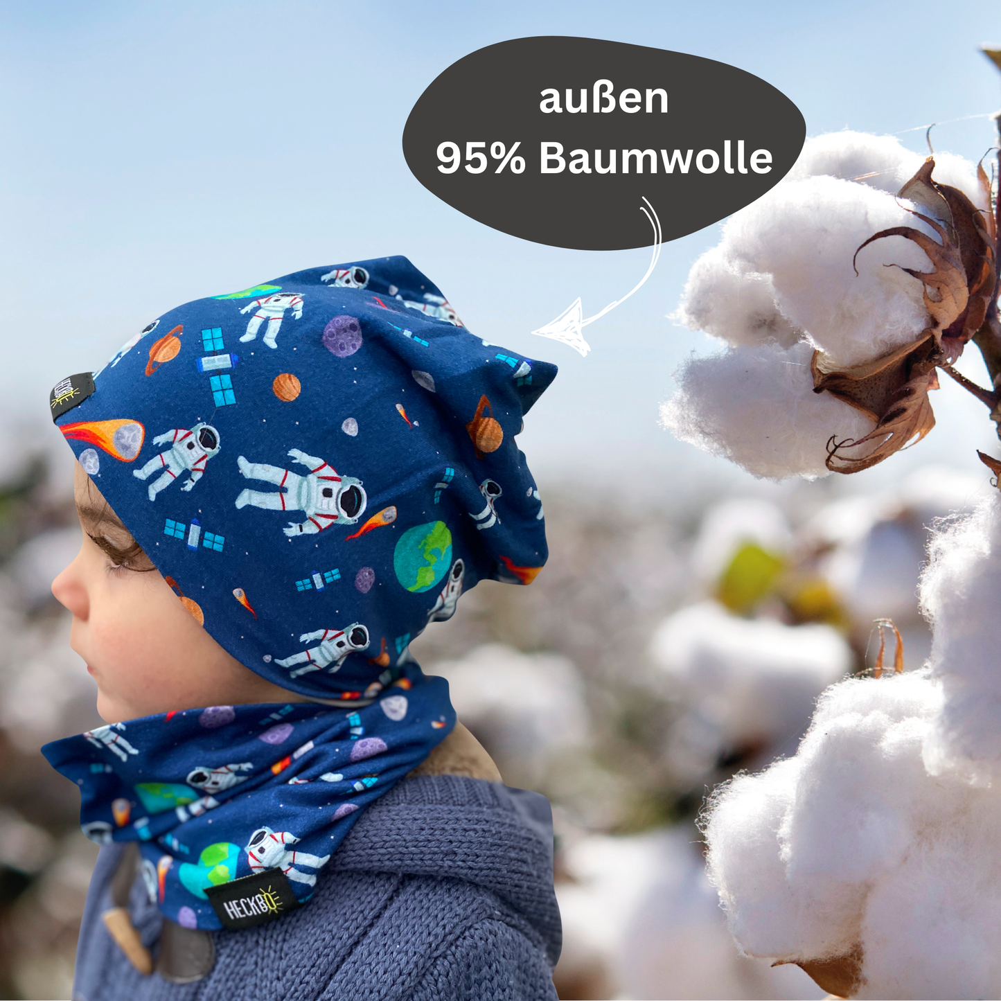 Heckbo | Kinder Beanie & Loop Set - Astronaut