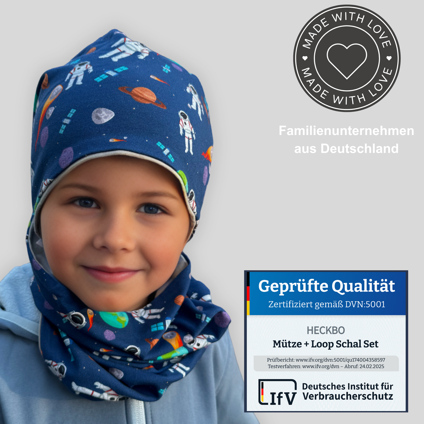 Heckbo | Kinder Beanie & Loop Set - Astronaut