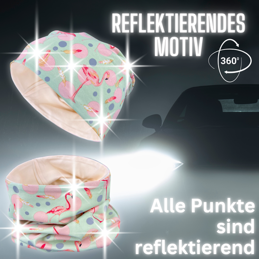 Heckbo | Kinder Reflektor Mütze & Loop - Flamingo