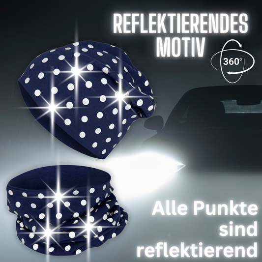Heckbo | Kinder Reflektor Mütze & Loop - Punkte