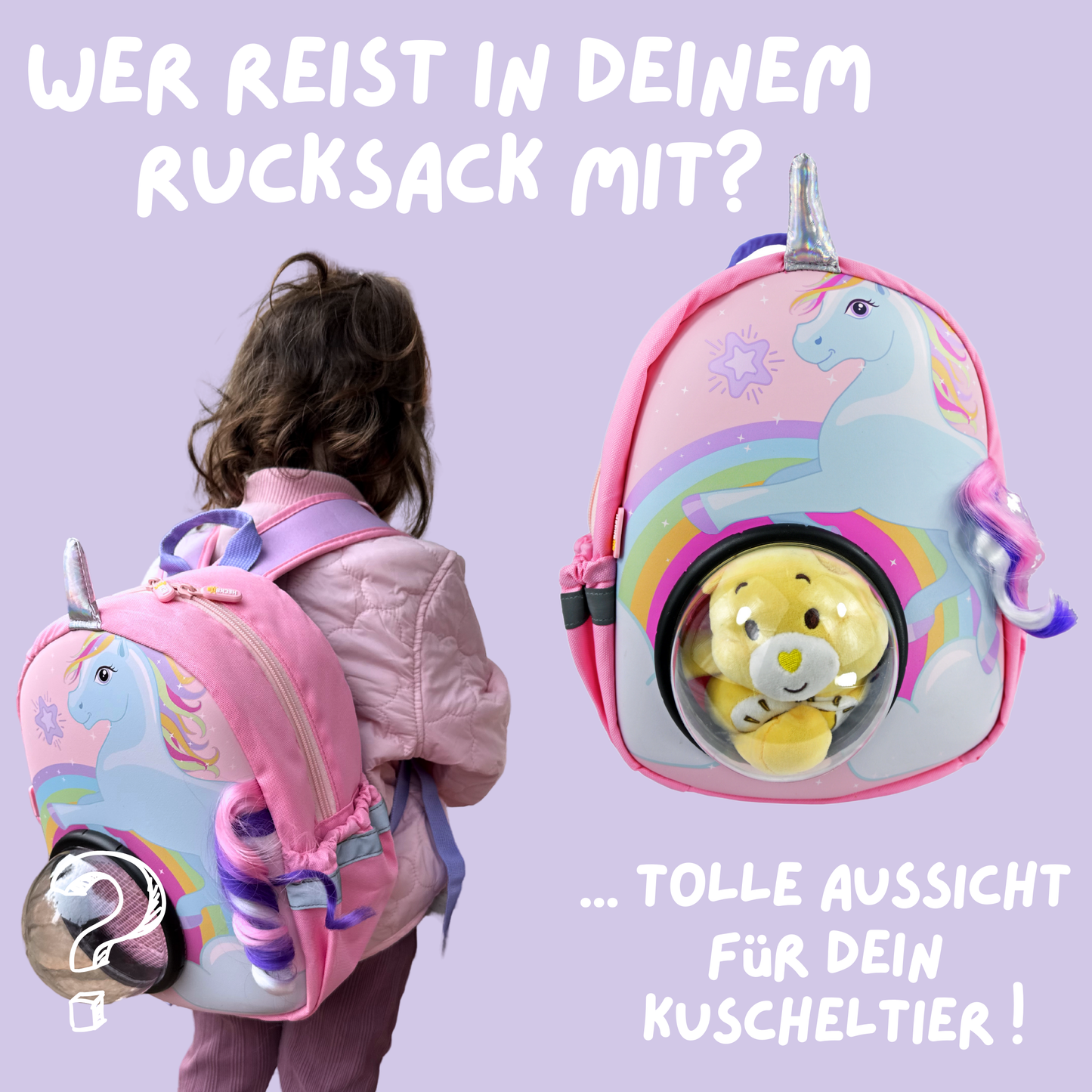 Heckbo | Rucksack mit Sichtfenster - Einhorn