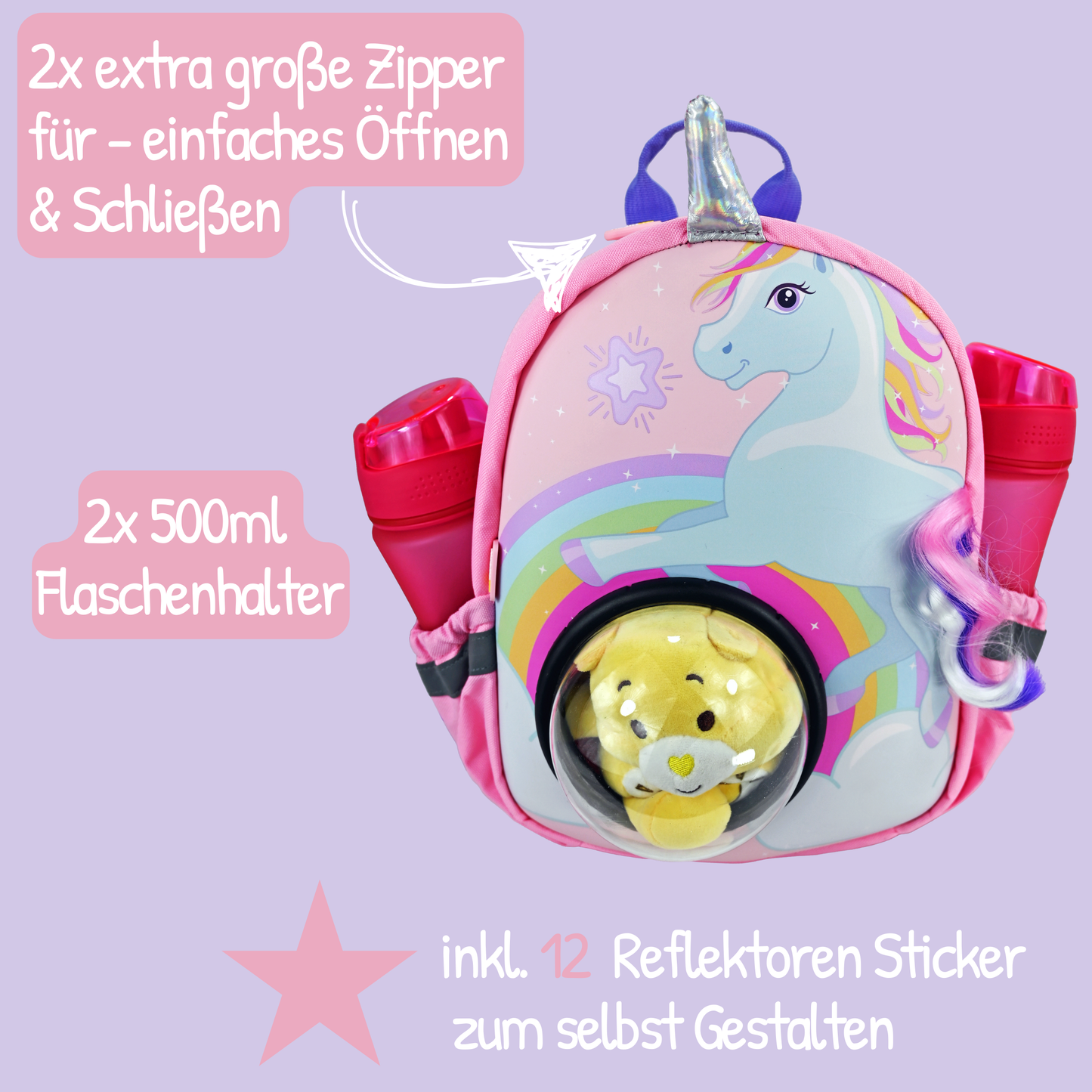Heckbo | Rucksack mit Sichtfenster - Einhorn