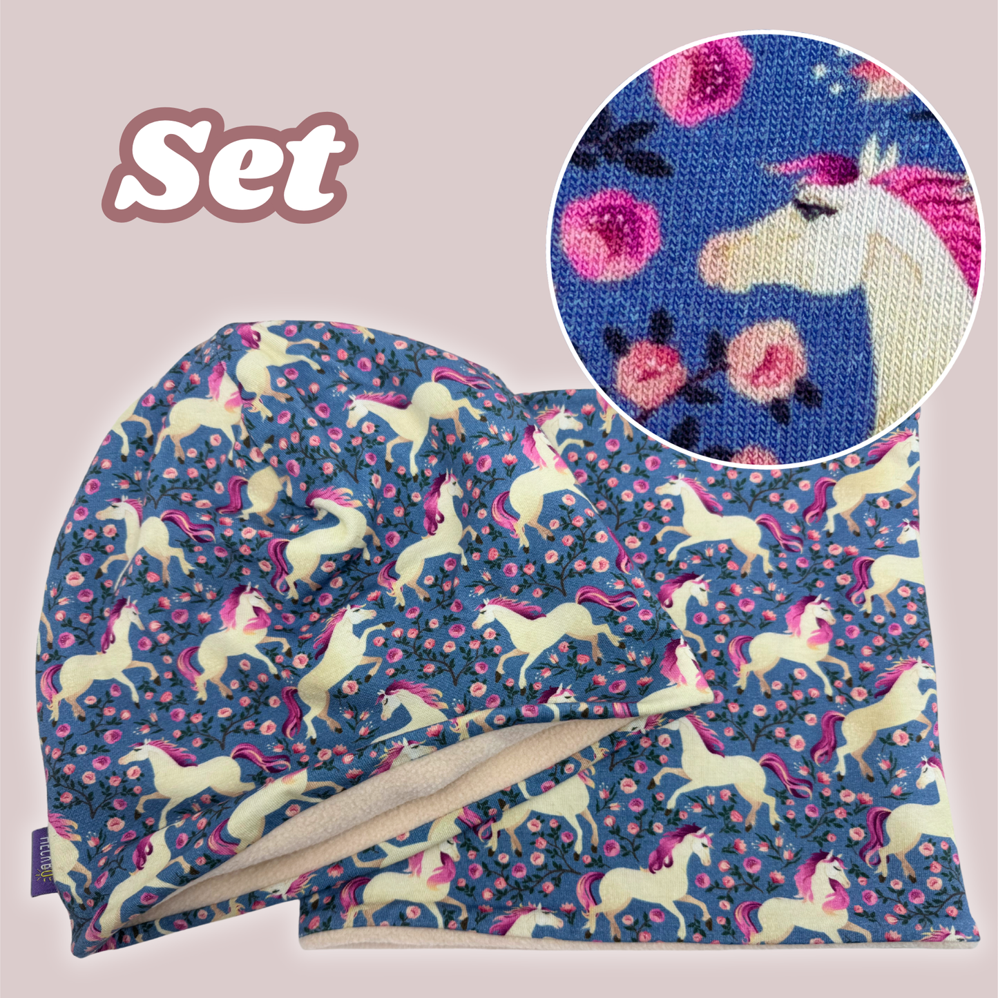 Heckbo | Kinder Beanie Mütze & Loop Set - Pferd