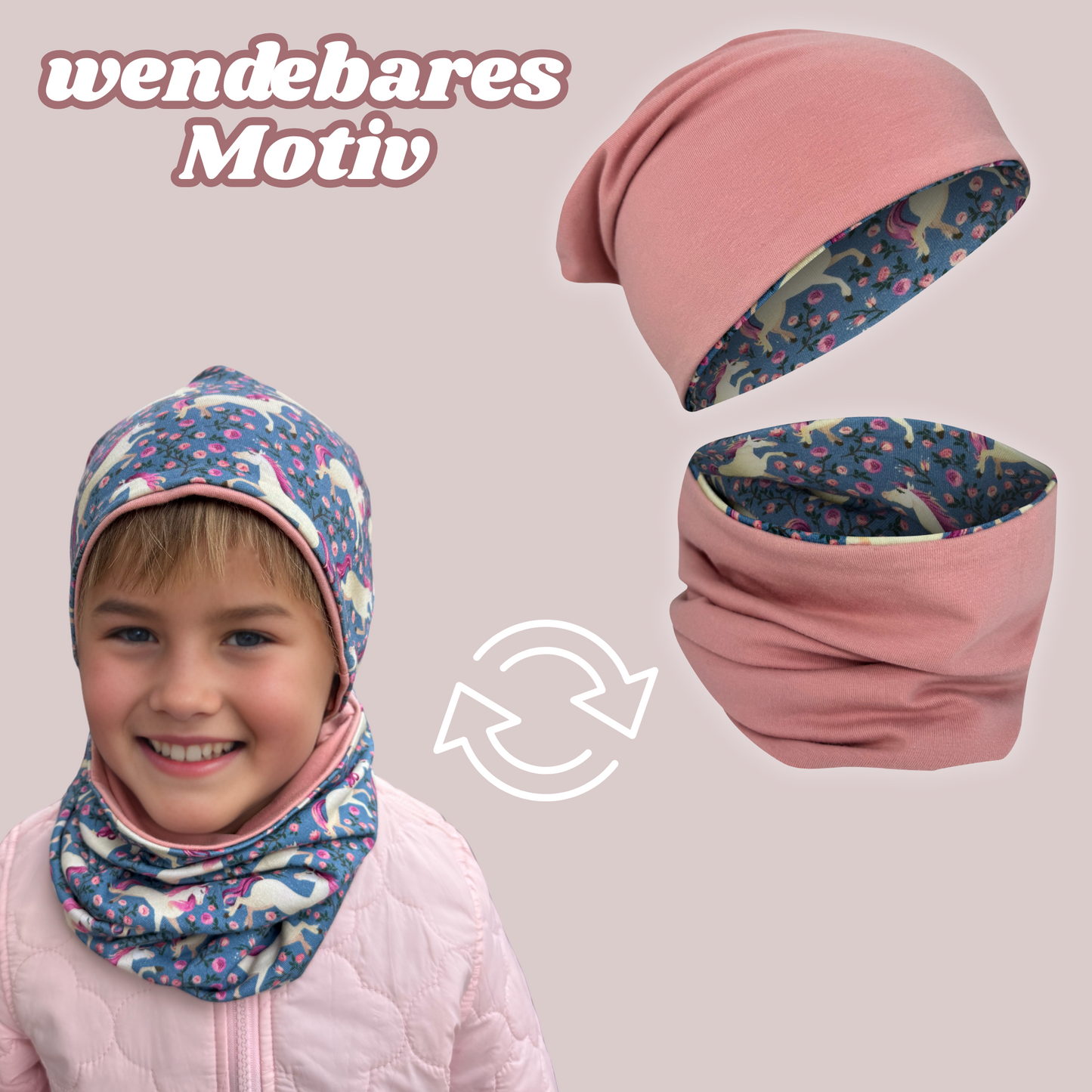 Heckbo | Kinder Beanie Mütze & Loop Set - Pferd