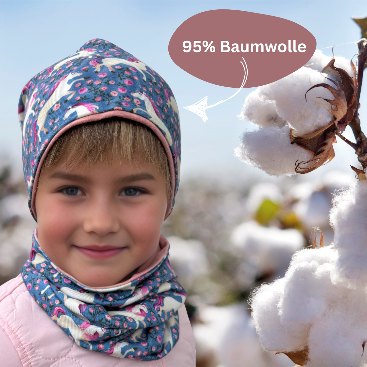 Heckbo | Kinder Beanie Mütze & Loop Set - Pferd