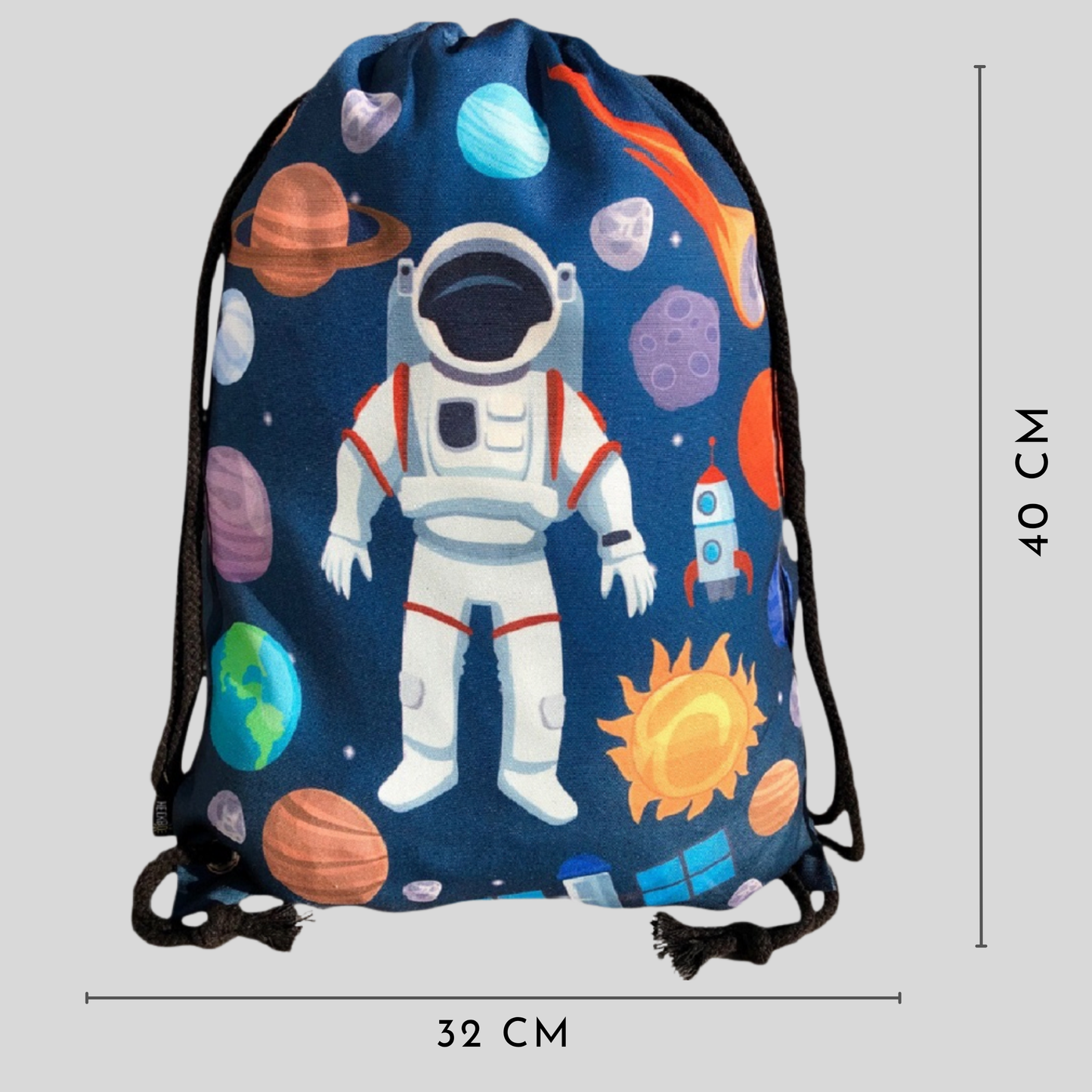 Heckbo | Kinder Turnbeutel - Astronaut Schwarz