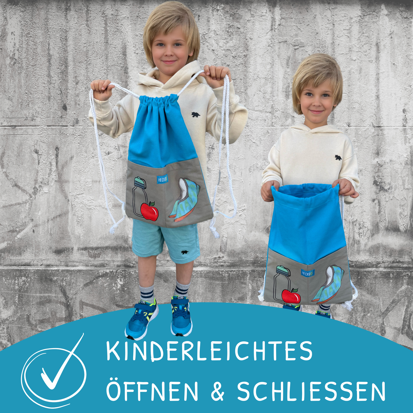Heckbo | Kinder Turnbeutel - 2 Taschen