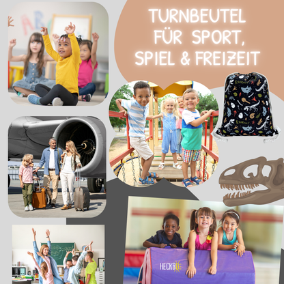 Heckbo | Kinder Turnbeutel - Dino Skelett