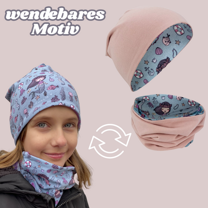 Heckbo | Kinder Beanie Mütze & Loop - Meerjungfrau