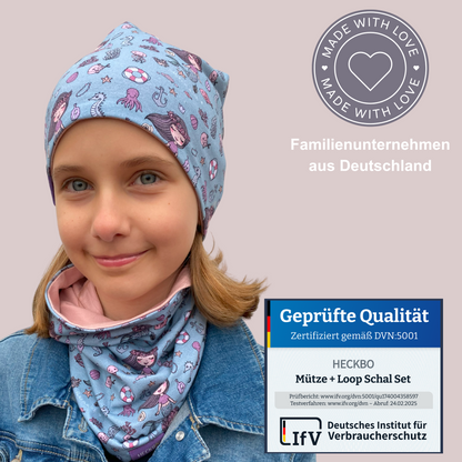 Heckbo | Kinder Beanie Mütze & Loop - Meerjungfrau