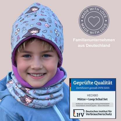 Heckbo | Kinder Beanie Mütze & Loop - Meerjungfrau