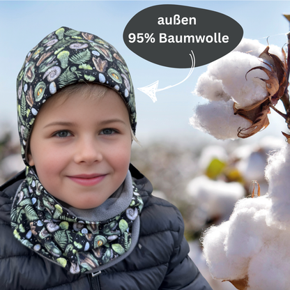 Heckbo | Kinder Beanie Mütze & Loop Set - T-Rex