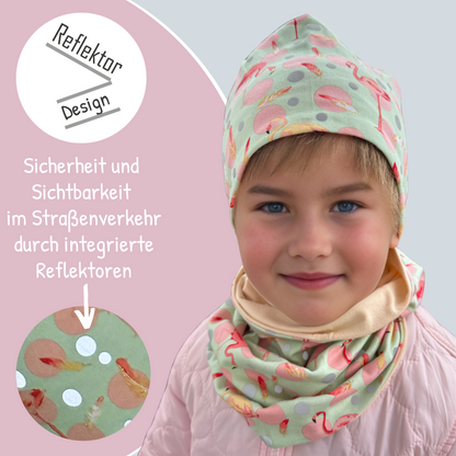 Heckbo | Kinder Reflektor Mütze & Loop - Flamingo