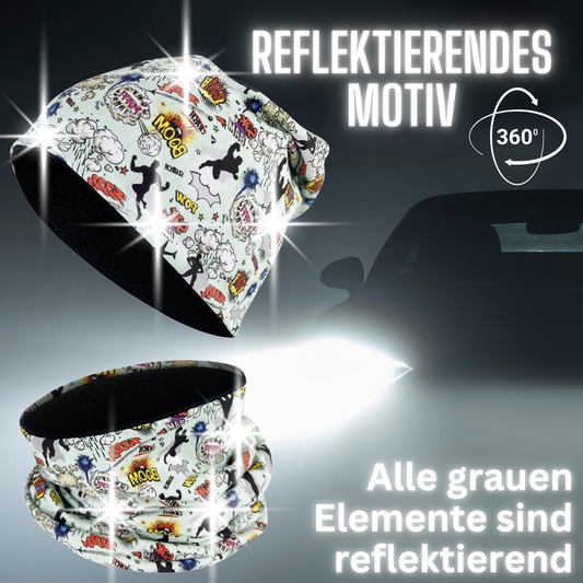 Heckbo | Kinder Reflektor Mütze & Loop - Superheld
