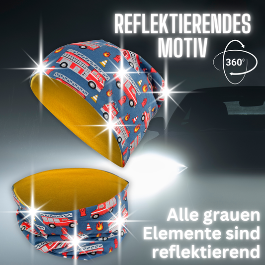 Heckbo | Kinder Reflektor Mütze & Loop - Feuerwehr