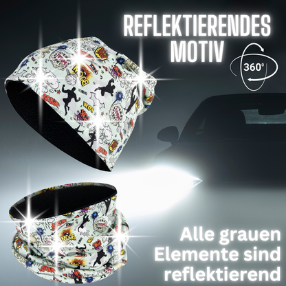 Heckbo | Kinder Reflektor Mütze & Loop - Superheld