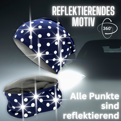 Heckbo | Kinder Reflektor Mütze & Loop - Punkte