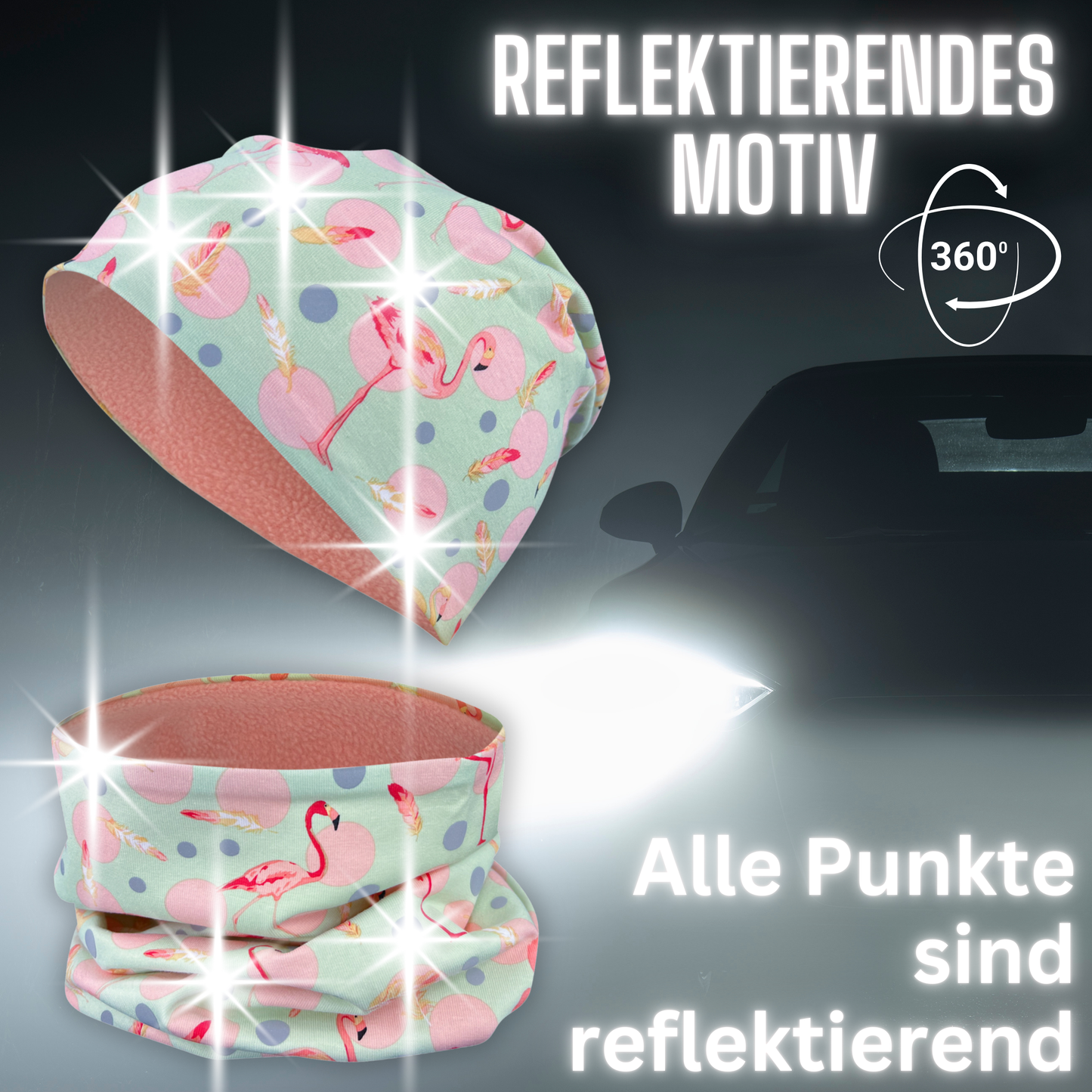 Heckbo | Kinder Reflektor Mütze & Loop - Flamingo