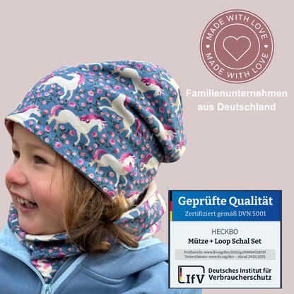 Heckbo | Kinder Beanie Mütze & Loop Set - Pferd