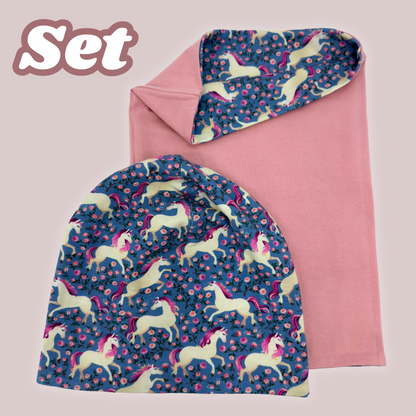 Heckbo | Kinder Beanie Mütze & Loop Set - Pferd