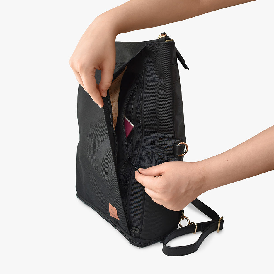 DAKOTA 3 in 1 Rucksack & Umhängetasche Schwarz